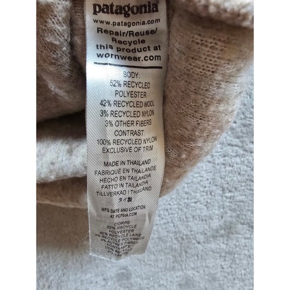 Patagonia Reclaimed Fleece Half Zip Pullover Womens S Tan Wool Blend 22935 - Picture 5 of 8